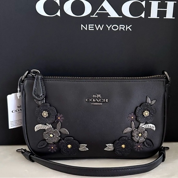 Coach Tea Rose Crossbody Glovetanned Leather  Bag Wristlet - Picture 3 of 11